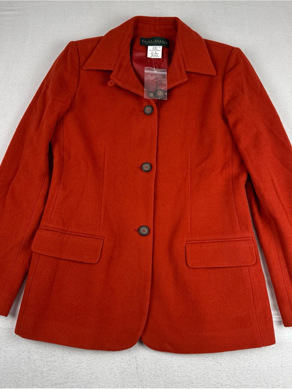 New! Harve Benard Womens Burnt Orange Coat Sz 6 Wool Nylon Cashmere blend